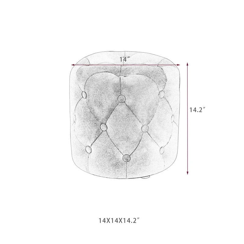 Poufs ronds capitonnés bleus / verts / gris / roses – Repose-pieds une place