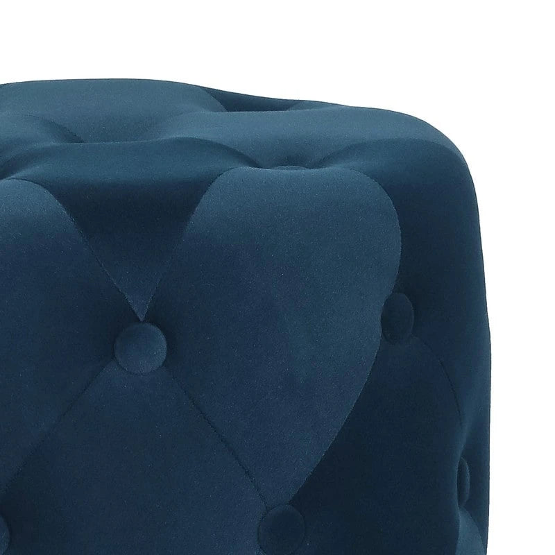 Poufs ronds capitonnés bleus / verts / gris / roses – Repose-pieds une place