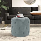 Poufs ronds capitonnés bleus / verts / gris / roses – Repose-pieds une place