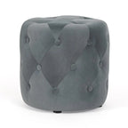 Poufs ronds capitonnés bleus / verts / gris / roses – Repose-pieds une place
