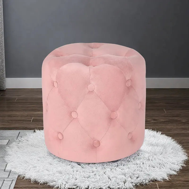 Poufs ronds capitonnés bleus / verts / gris / roses – Repose-pieds une place