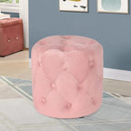 Poufs ronds capitonnés bleus / verts / gris / roses – Repose-pieds une place