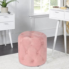 Poufs ronds capitonnés bleus / verts / gris / roses – Repose-pieds une place
