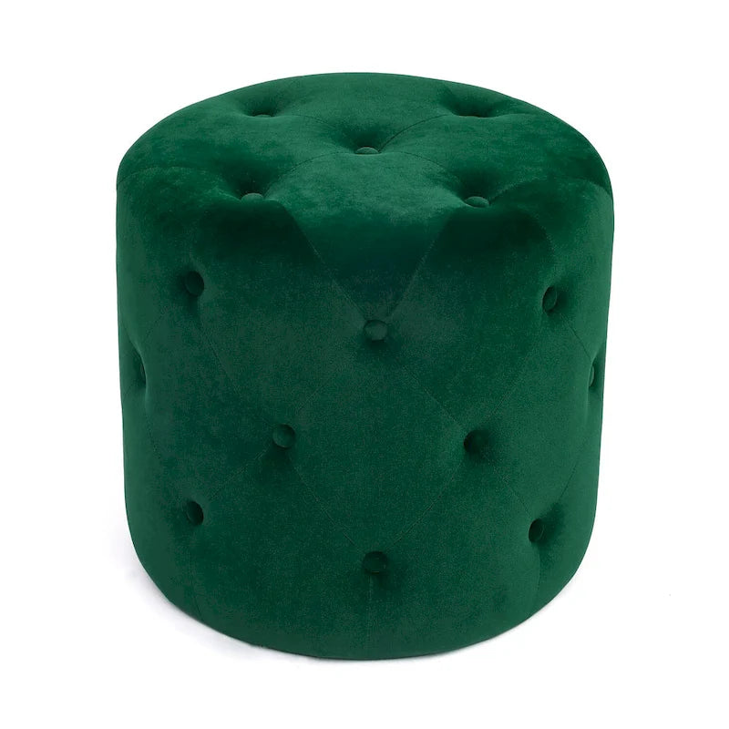 Poufs ronds capitonnés bleus / verts / gris / roses – Repose-pieds une place