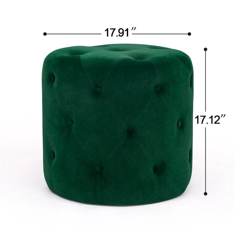 Poufs ronds capitonnés bleus / verts / gris / roses – Repose-pieds une place