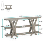 Console étroite de 180 cm avec 3 étagères