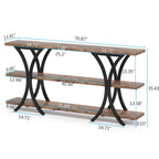 Console étroite de 180 cm avec 3 étagères