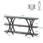 Console étroite de 180 cm avec 3 étagères