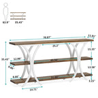 Console étroite de 180 cm avec 3 étagères