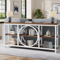 Console extra longue de 70,9 pouces, étroite, avec 3 étagères de rangement en bois