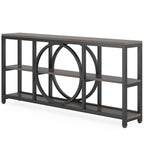 Console extra longue de 70,9 pouces, étroite, avec 3 étagères de rangement en bois