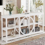 Console extra longue de 70,9 pouces, étroite, avec 3 étagères de rangement en bois