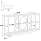 Console extra longue de 70,9 pouces, étroite, avec 3 étagères de rangement en bois