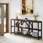 Console extra longue de 70,9 pouces, étroite, avec 3 étagères de rangement en bois