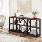 Console extra longue de 70,9 pouces, étroite, avec 3 étagères de rangement en bois