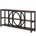 Console extra longue de 70,9 pouces, étroite, avec 3 étagères de rangement en bois