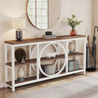 Console extra longue de 70,9 pouces, étroite, avec 3 étagères de rangement en bois