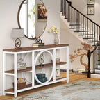 Console extra longue de 70,9 pouces, étroite, avec 3 étagères de rangement en bois