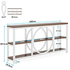 Console extra longue de 70,9 pouces, étroite, avec 3 étagères de rangement en bois