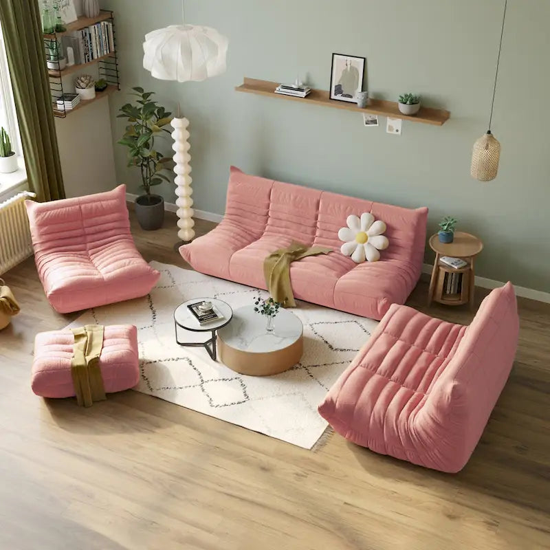 Feature Lazy Sofa Teddy Fabric Couch Living Room Sofa Bean Bag Chair