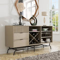 DH BASIC Buffet et vaisselier de salle à manger moderne marron rétro 152 cm avec rangement pour vin Denhour