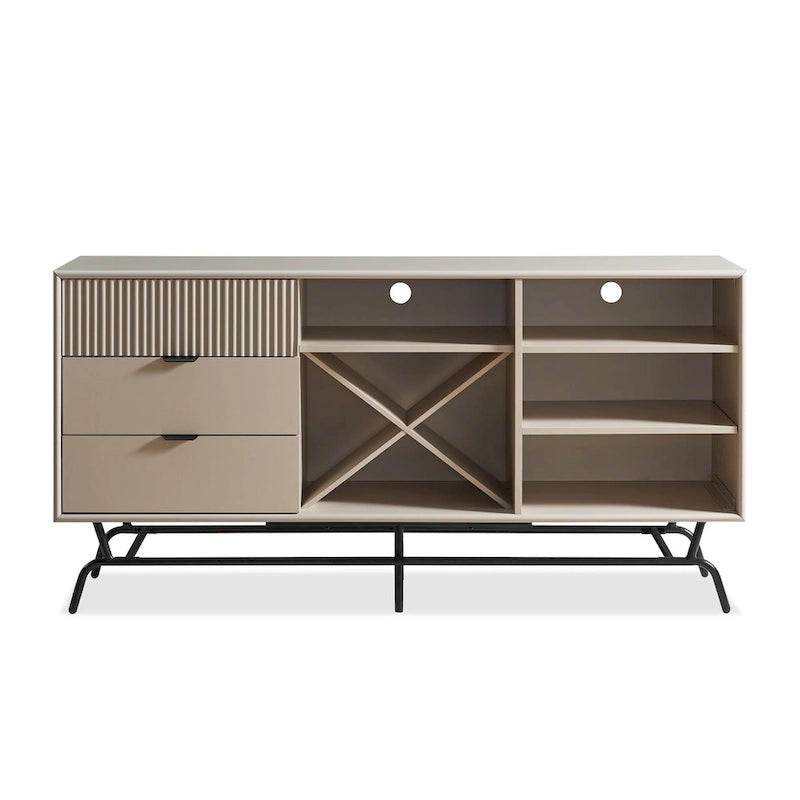 DH BASIC Buffet et vaisselier de salle à manger moderne marron rétro 152 cm avec rangement pour vin Denhour