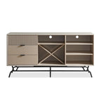 DH BASIC Buffet et vaisselier de salle à manger moderne marron rétro 152 cm avec rangement pour vin Denhour