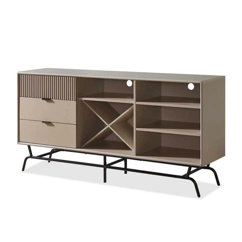 DH BASIC Buffet et vaisselier de salle à manger moderne marron rétro 152 cm avec rangement pour vin Denhour