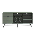 DH BASIC Buffet et vaisselier de salle à manger moderne marron rétro 152 cm avec rangement pour vin Denhour