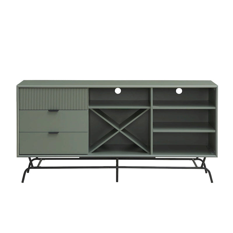 DH BASIC Buffet et vaisselier de salle à manger moderne marron rétro 152 cm avec rangement pour vin Denhour