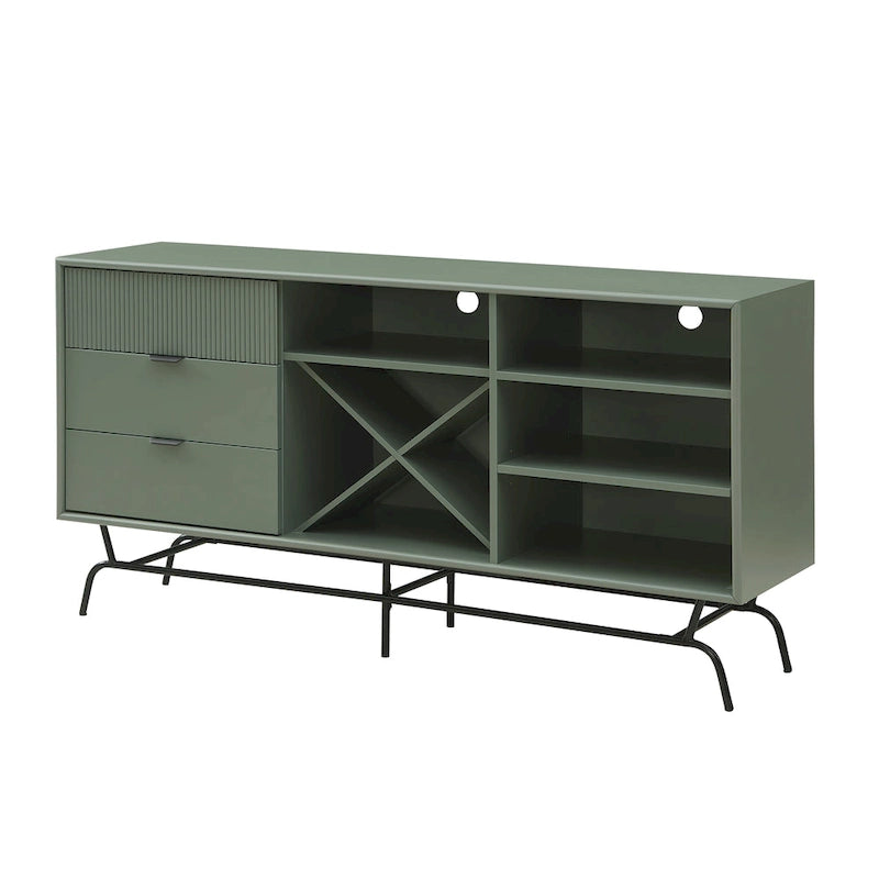 DH BASIC Buffet et vaisselier de salle à manger moderne marron rétro 152 cm avec rangement pour vin Denhour
