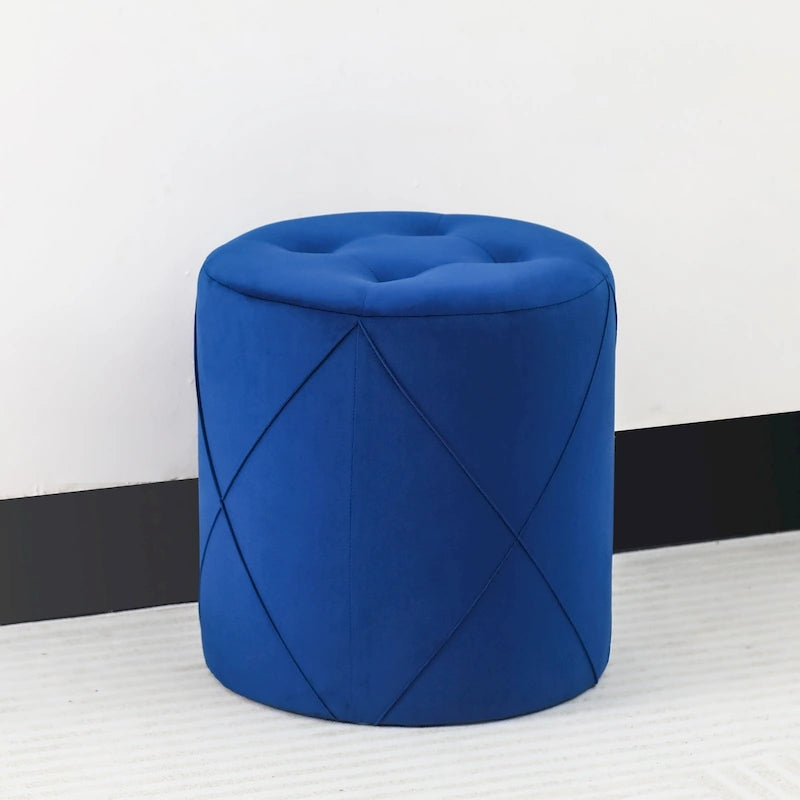 Tabouret de Maquillage Rond Capitonnée en Velours Repose-Pieds Ottomane Adeco