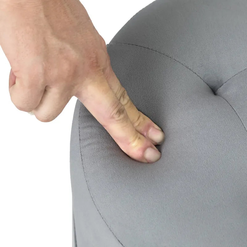 Tabouret de Maquillage Rond Capitonnée en Velours Repose-Pieds Ottomane Adeco