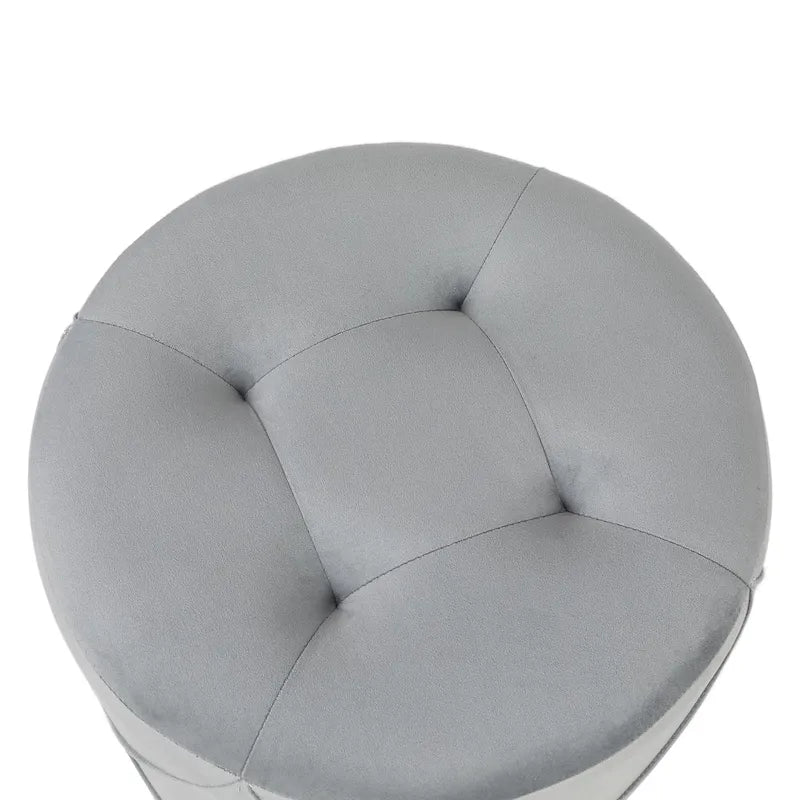 Tabouret de Maquillage Rond Capitonnée en Velours Repose-Pieds Ottomane Adeco