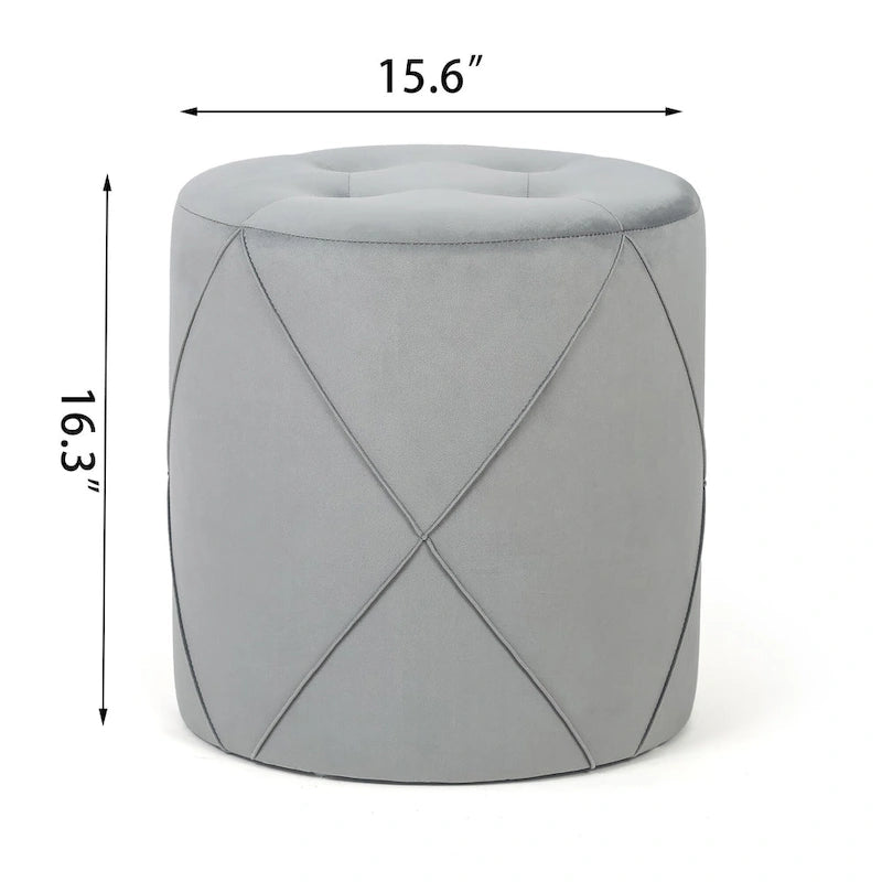 Tabouret de Maquillage Rond Capitonnée en Velours Repose-Pieds Ottomane Adeco