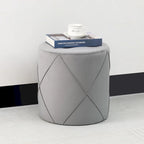 Tabouret de Maquillage Rond Capitonnée en Velours Repose-Pieds Ottomane Adeco