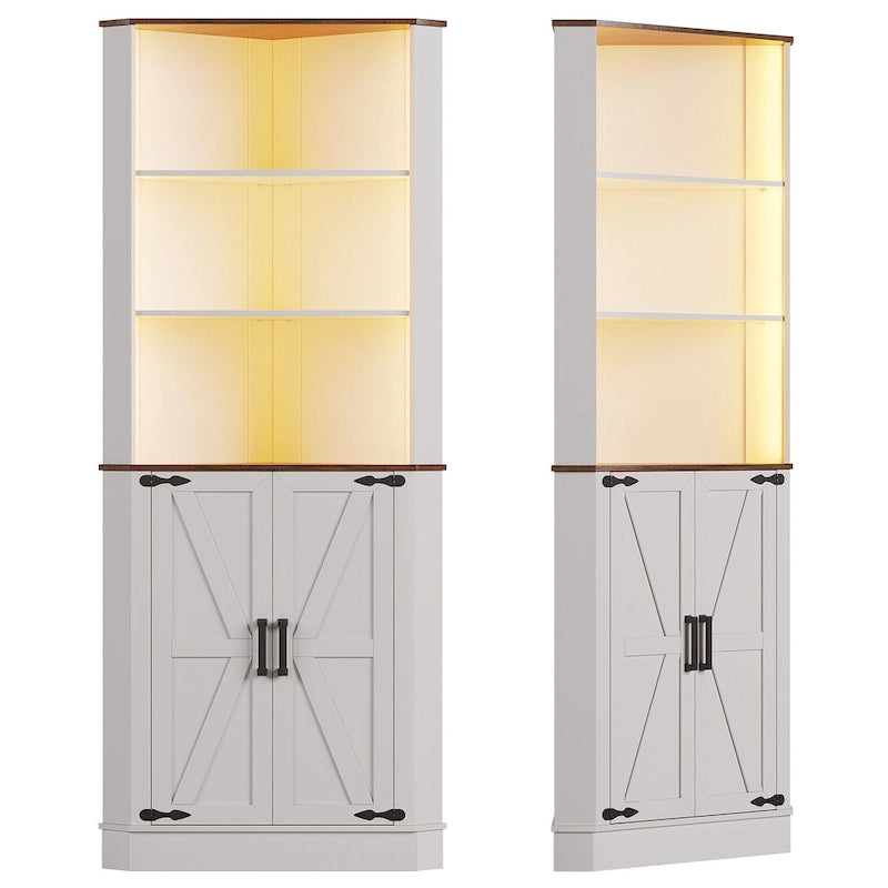 Meuble d'angle haut de 66 po avec éclairage DEL