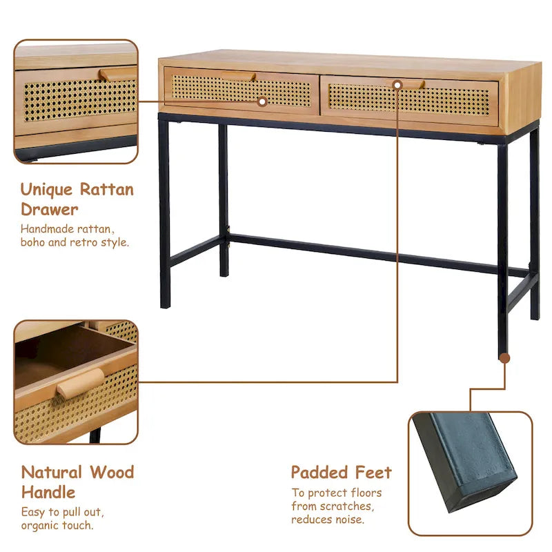 COZAYH 44 Table console de canapé moderne de style ferme à façade tissée