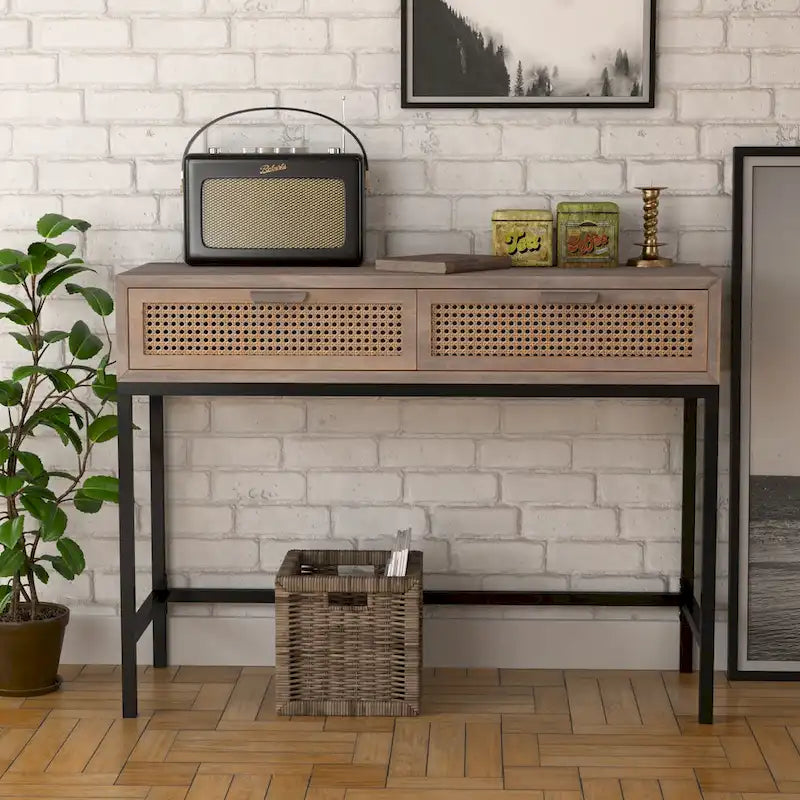 COZAYH 44 Table console de canapé moderne de style ferme à façade tissée