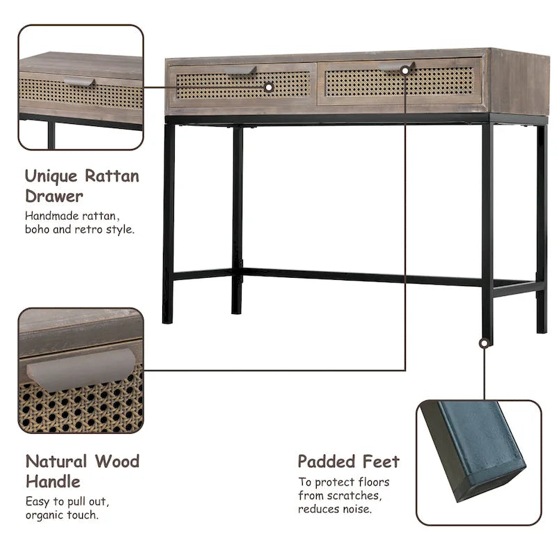 COZAYH 44 Table console de canapé moderne de style ferme à façade tissée