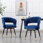 Chaise de salle à manger pivotante en velours avec pieds en métal, lot de 2