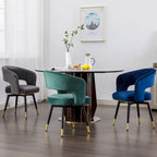 Chaise de salle à manger pivotante en velours avec pieds en métal, lot de 2