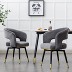 Chaise de salle à manger pivotante en velours avec pieds en métal, lot de 2