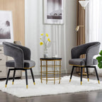 Chaise de salle à manger pivotante en velours avec pieds en métal, lot de 2