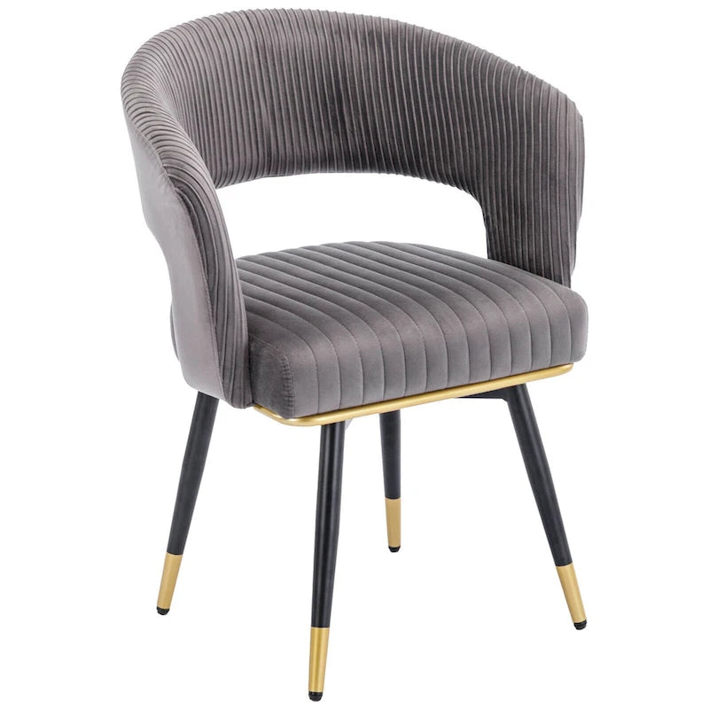 Chaise de salle à manger pivotante en velours avec pieds en métal, lot de 2