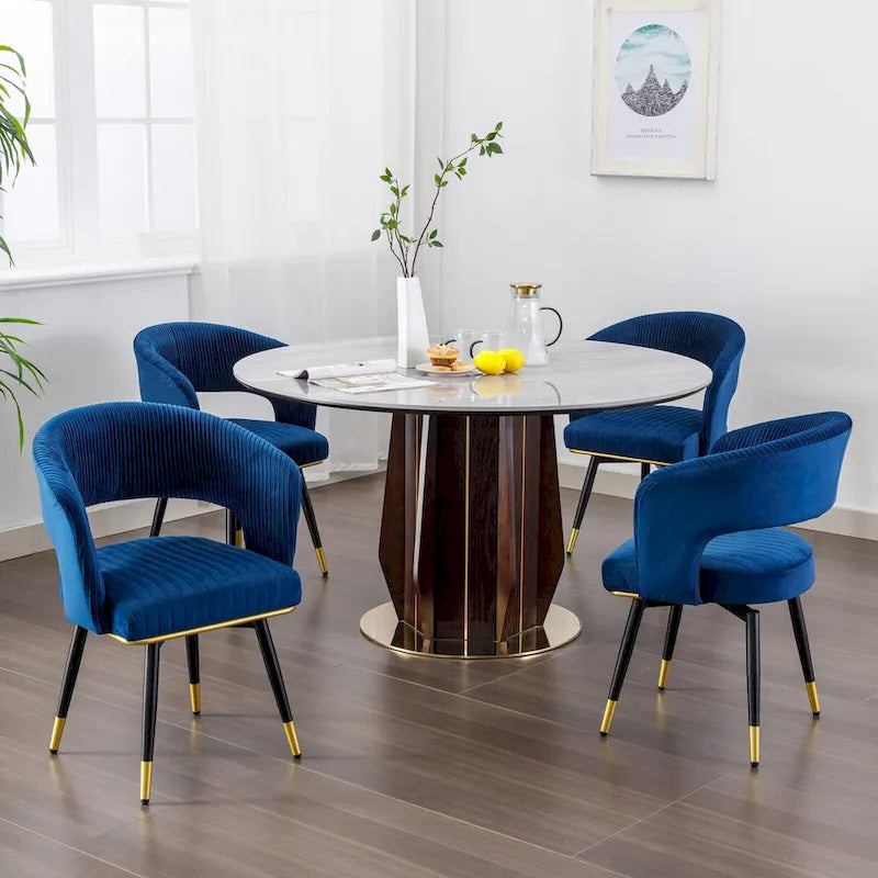 Chaise de salle à manger pivotante en velours avec pieds en métal, lot de 2