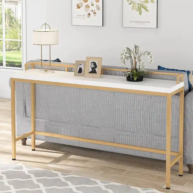 Console Derrière Canapé, Table d'Entrée Étroite de 180 cm de Long