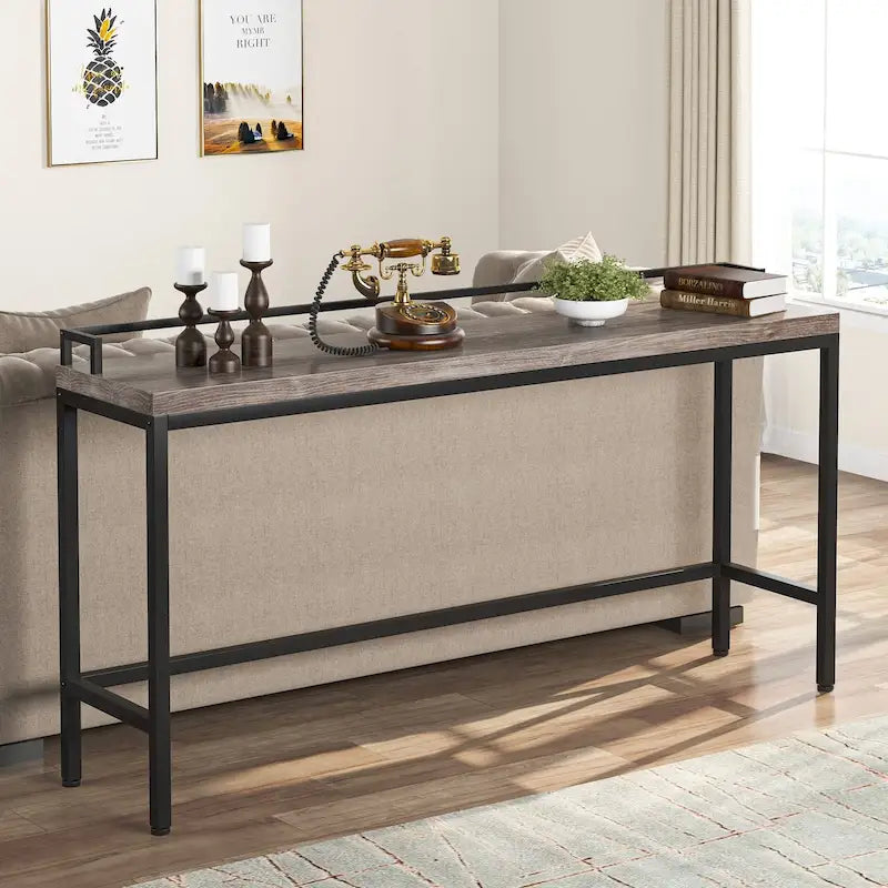 Console Derrière Canapé, Table d'Entrée Étroite de 180 cm de Long