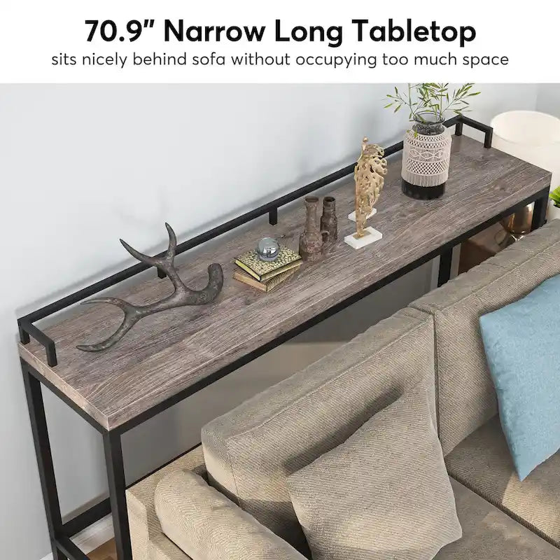 Console Derrière Canapé, Table d'Entrée Étroite de 180 cm de Long