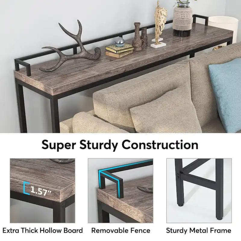 Console Derrière Canapé, Table d'Entrée Étroite de 180 cm de Long